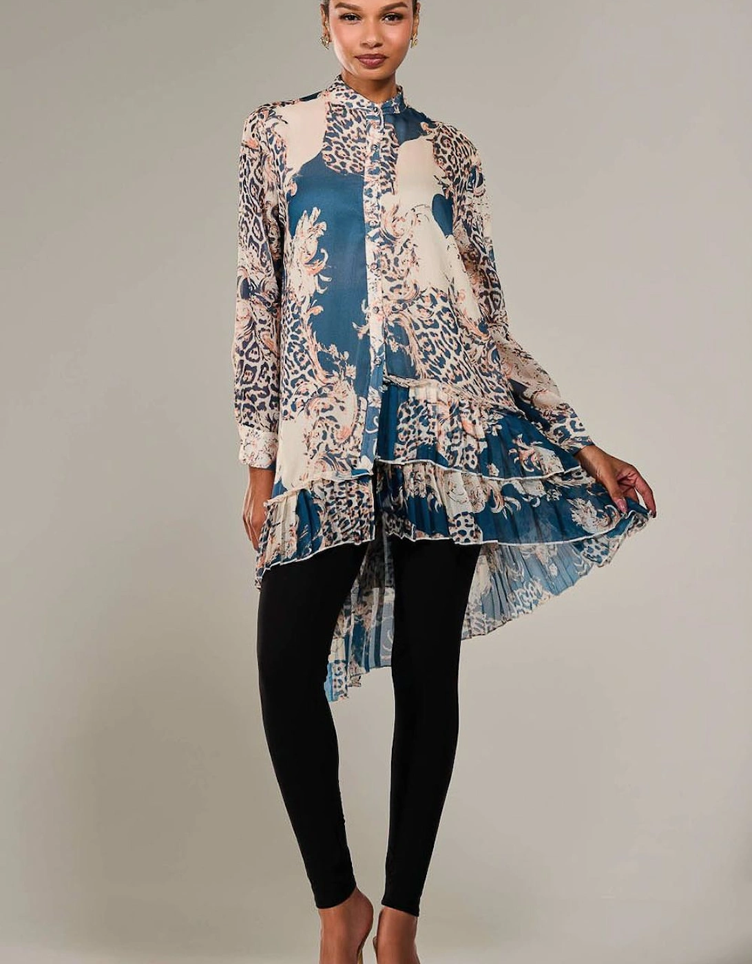 Dipped Hem Shirt Midi Dress, 2 of 1