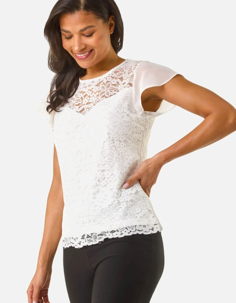 Chiffon Sleeve Floral Lace Top