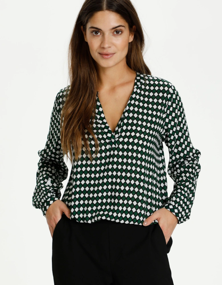 Sary V-Neck Printed Blouse Printed