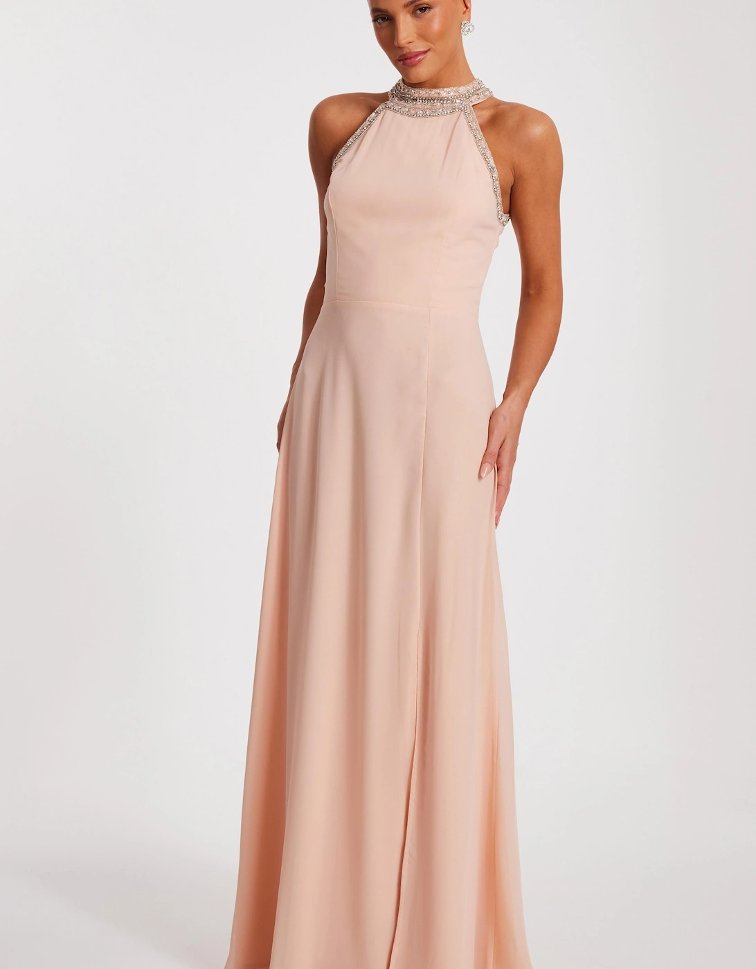 Pale Pink Embellished Chiffon Maxi Dress, 2 of 1