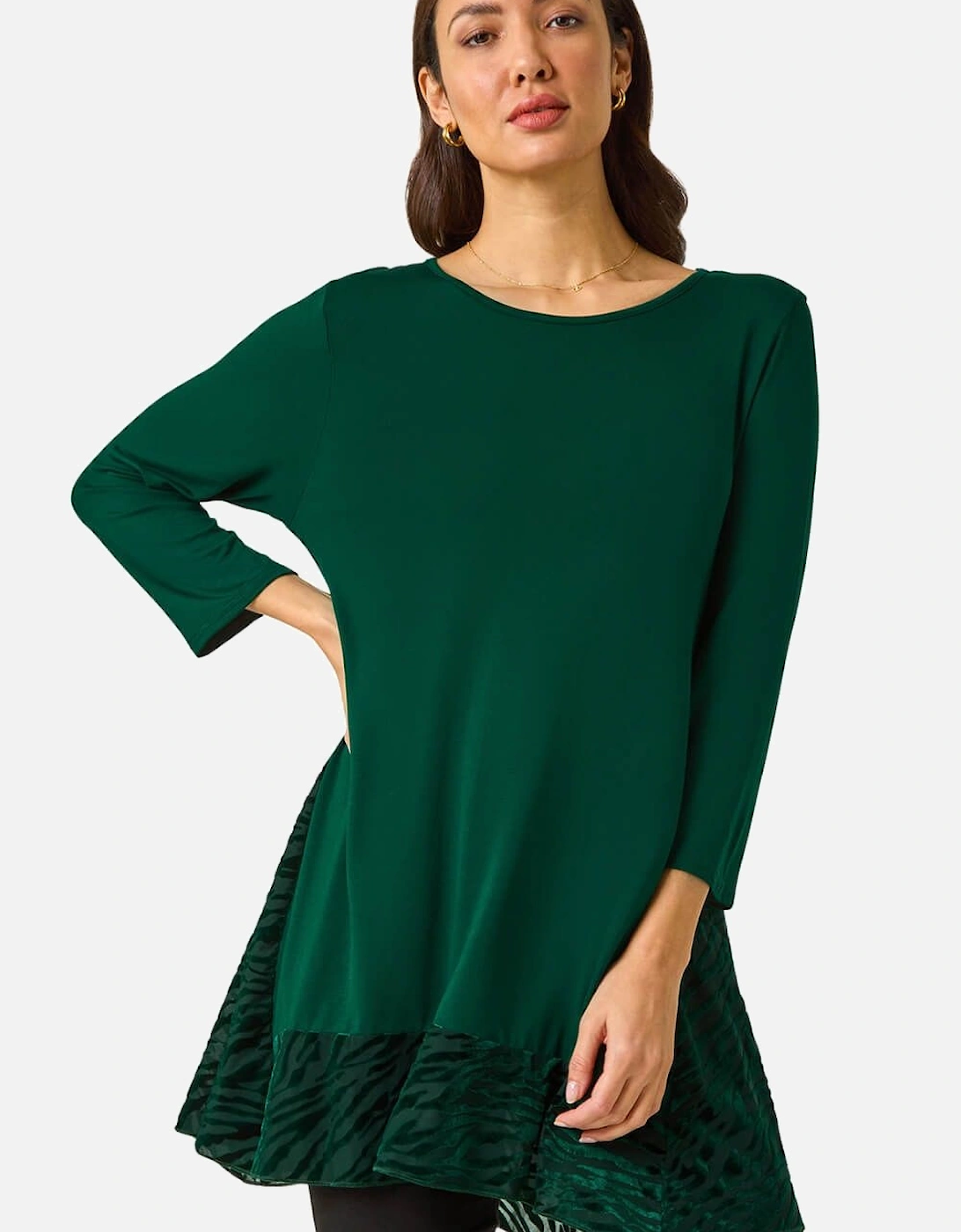 Velvet Animal Print Hem Tunic Top, 2 of 1