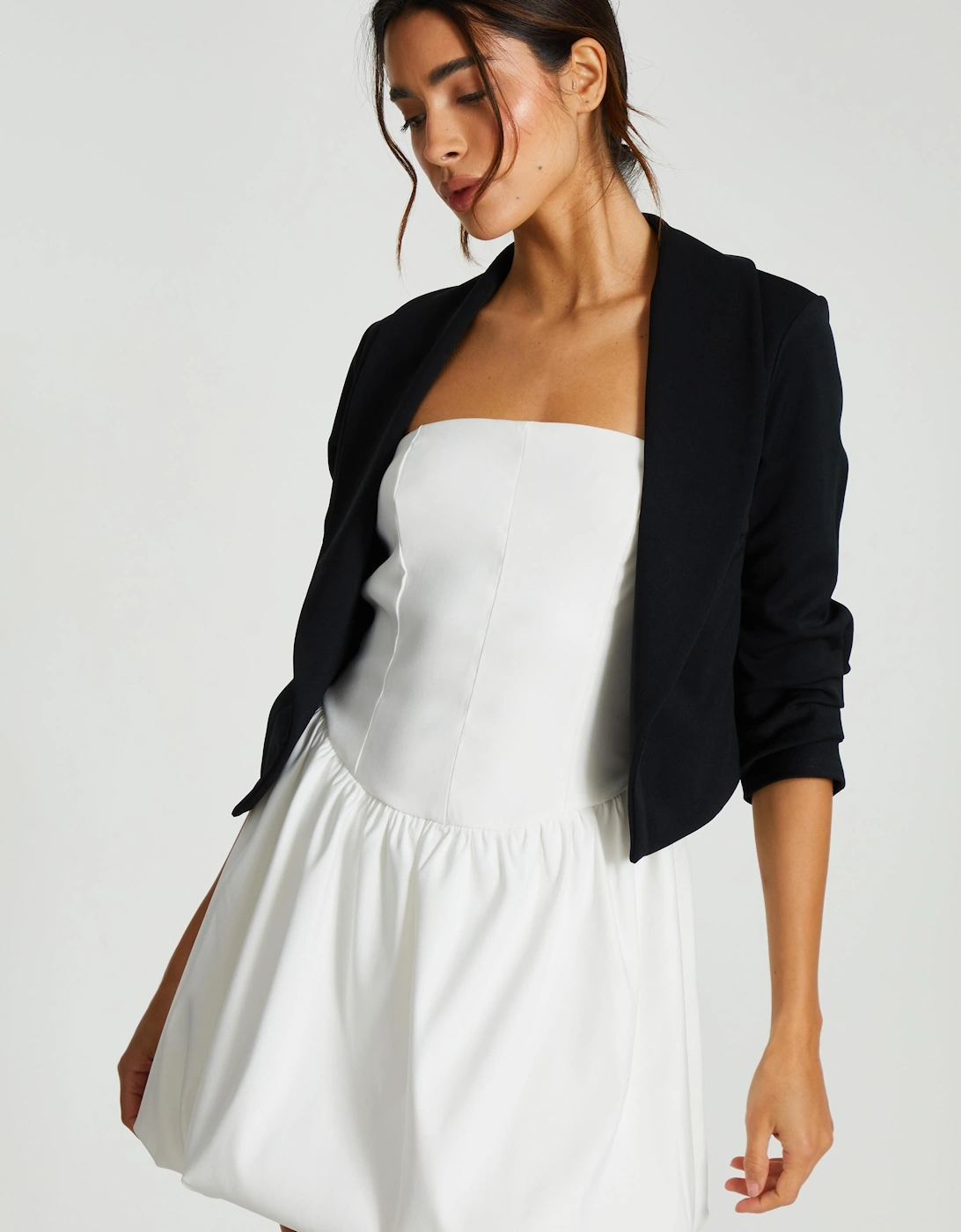 Black Shawl Collar Crop Jacket, 2 of 1