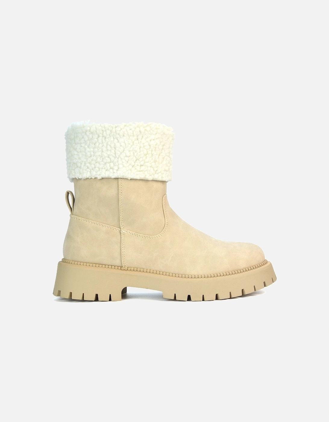 'Rhianna' Chunky Cleated Sole Faux Wool Biker Calf Ankle Booties, 2 of 1