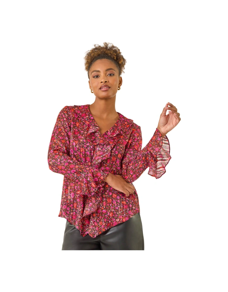 Floral Frill Metallic Blouse