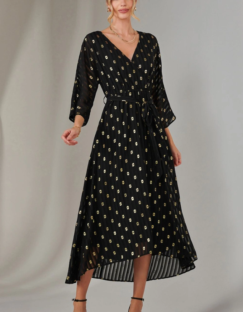 Plain Gold Spot Chiffon Dress