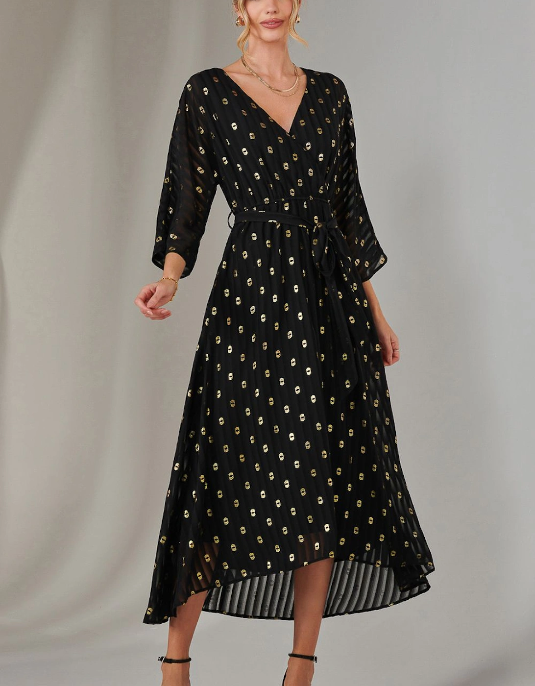 Plain Gold Spot Chiffon Dress, 2 of 1