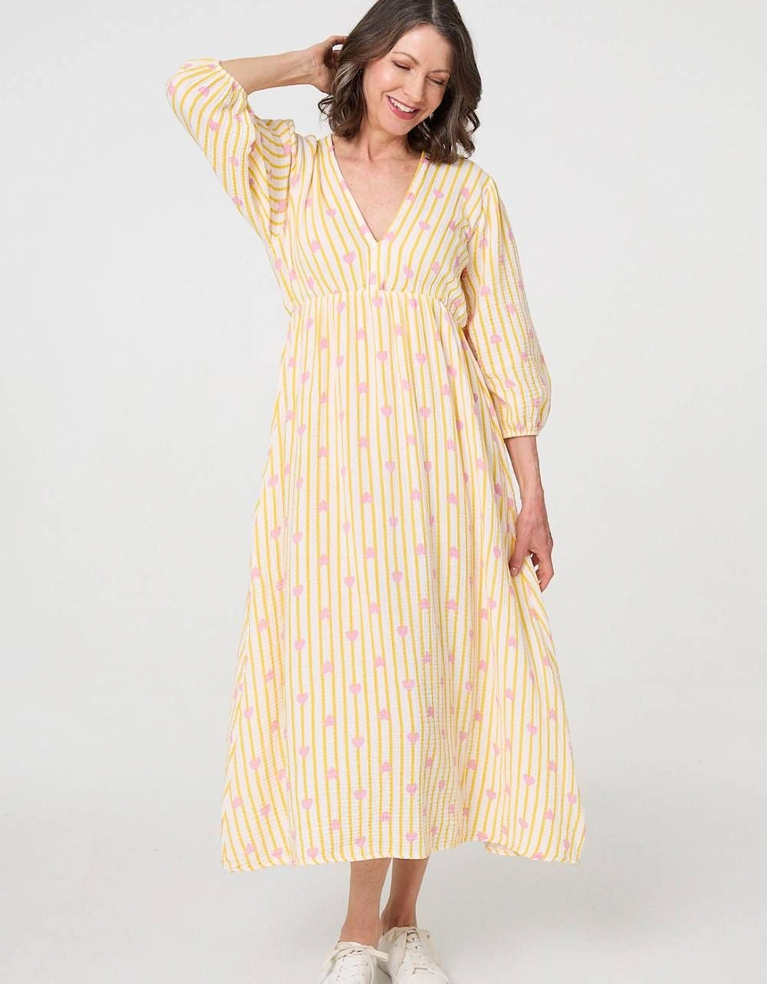Striped Empire 3/4 Sleeve Maxi Dress, 2 of 1