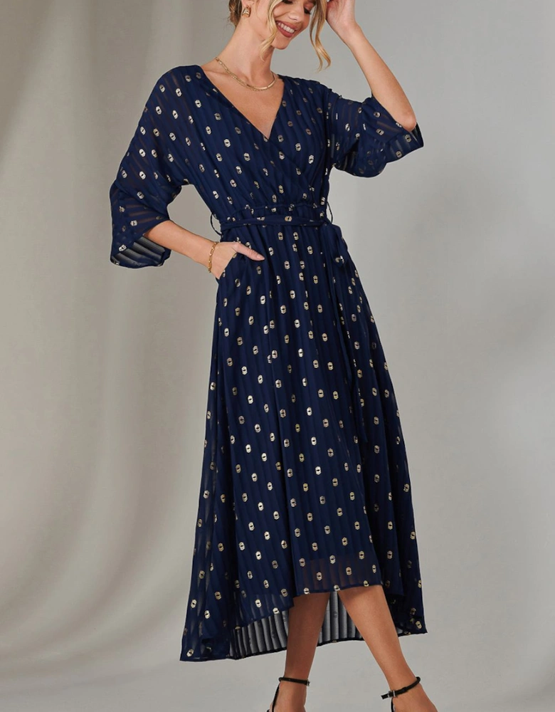 Plain Gold Spot Chiffon Dress