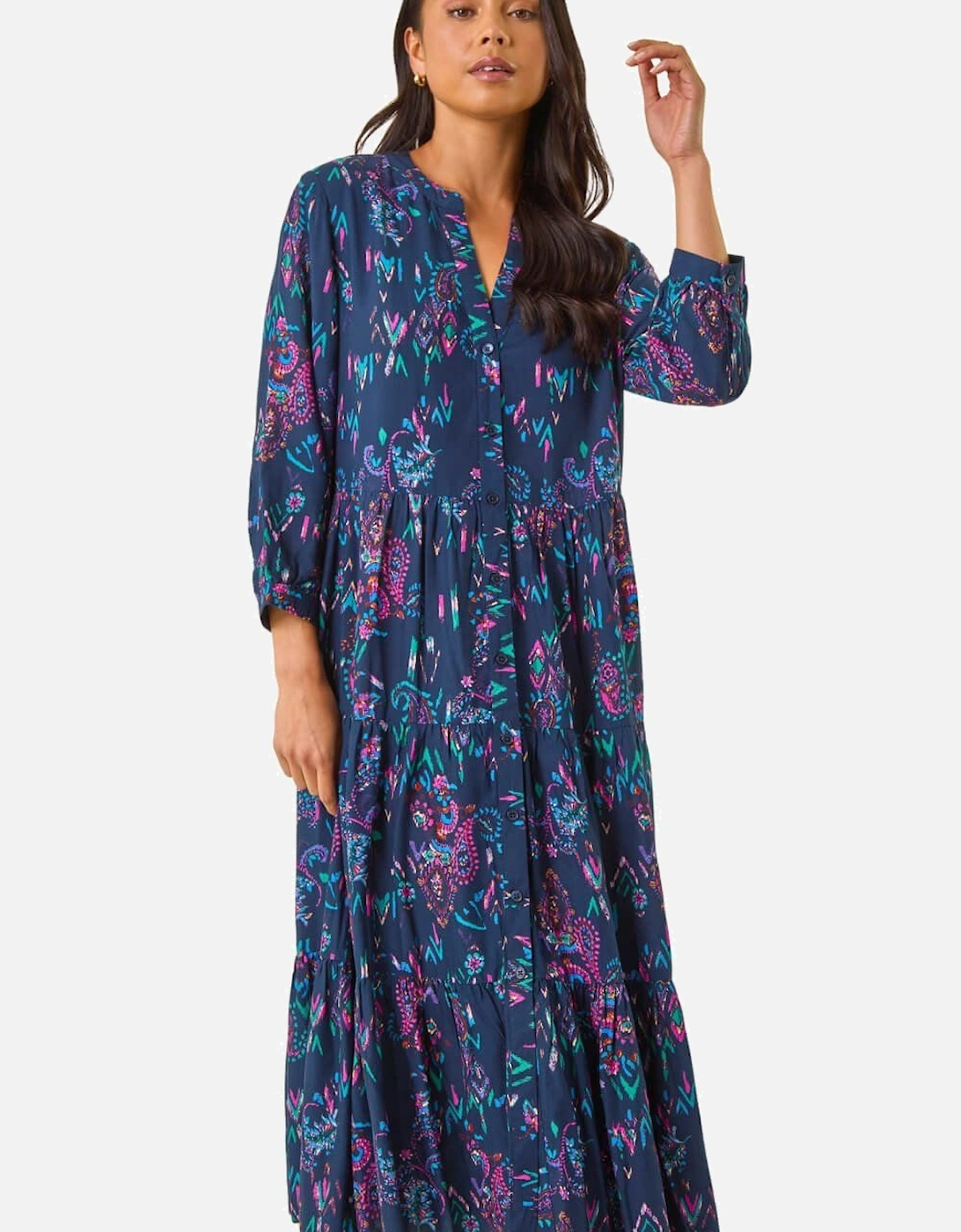Petite Abstract Print Frill Dress, 2 of 1