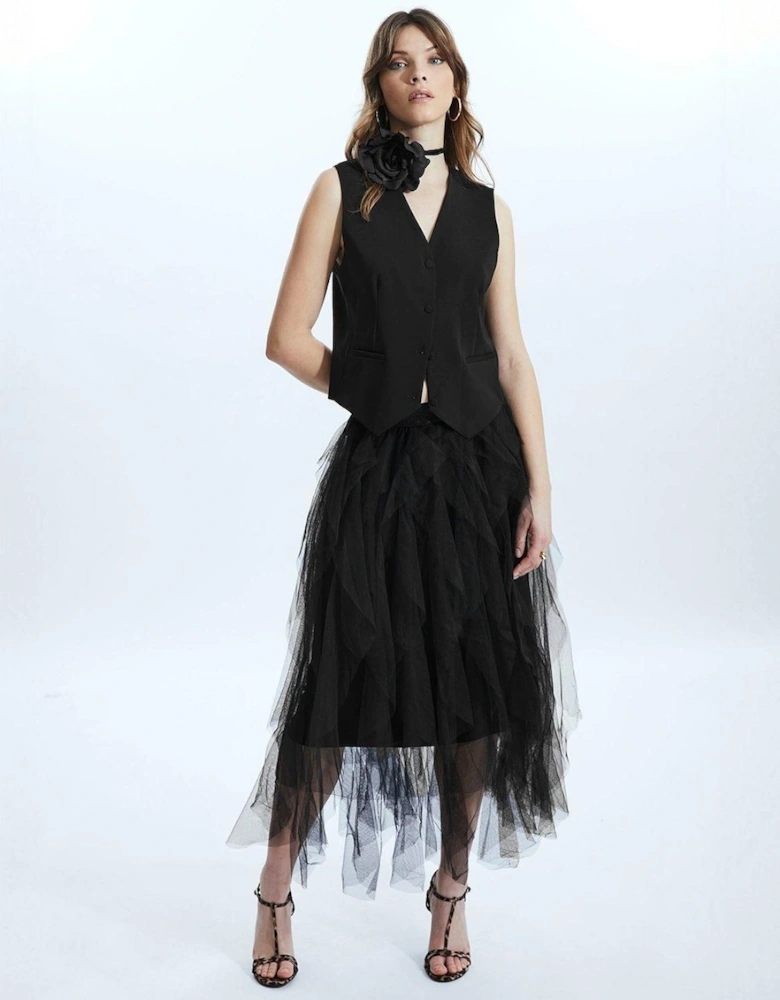 Organza Ruffled Skirt Black