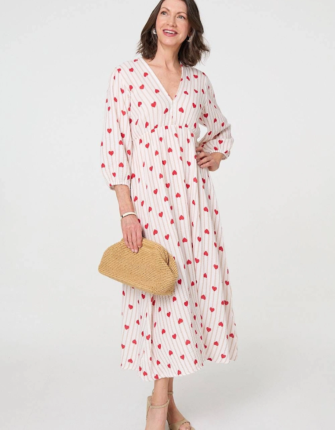 Striped Empire 3/4 Sleeve Maxi Dress, 2 of 1