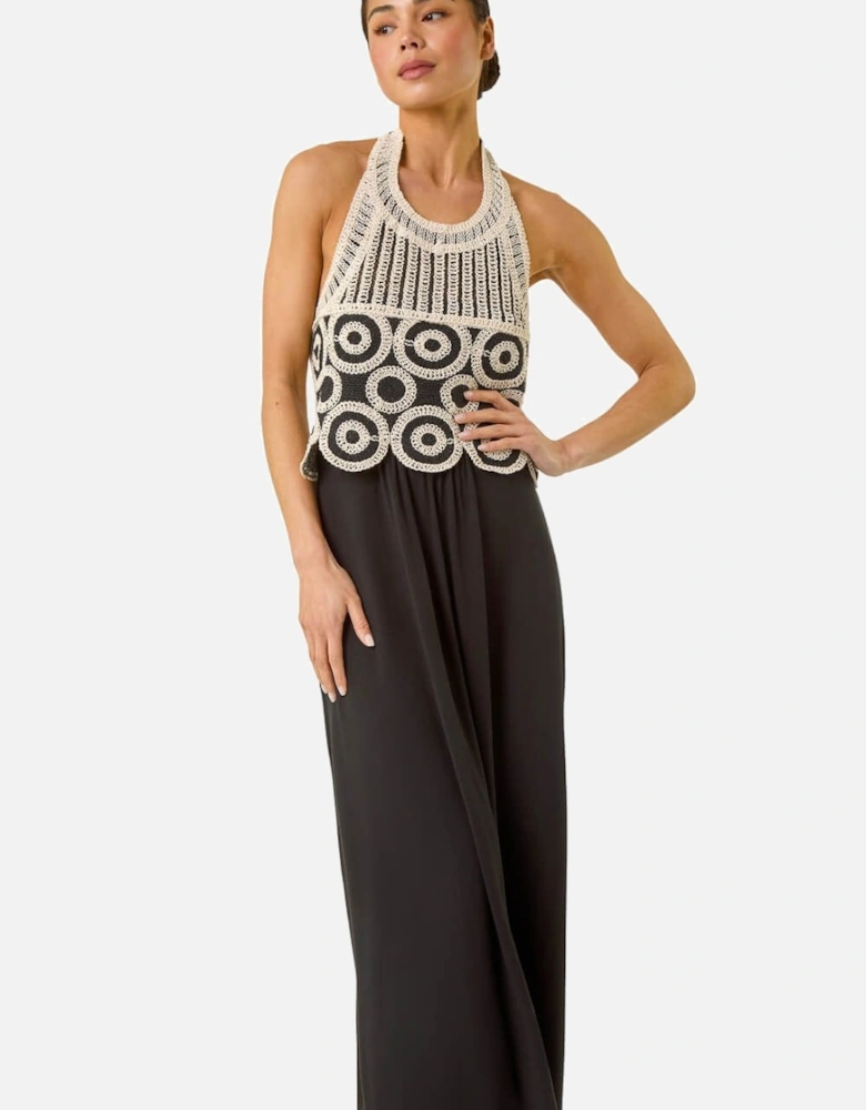 Petite Crochet Contrast Maxi Dress
