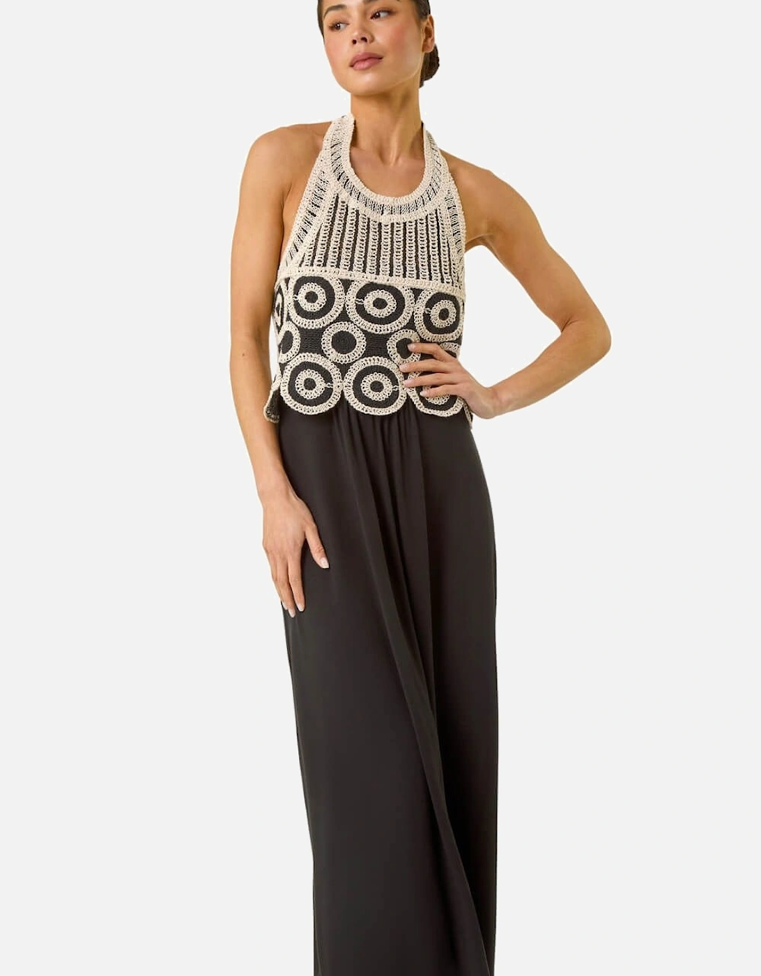 Petite Crochet Contrast Maxi Dress, 2 of 1