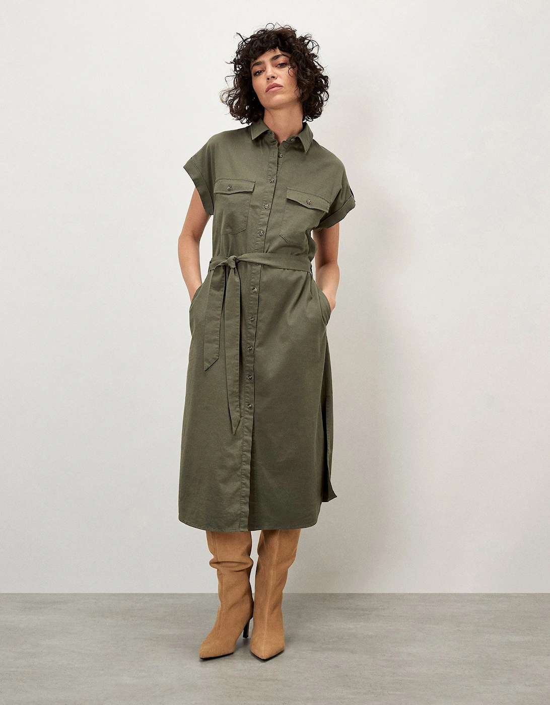 Cotton Slub Midi Shirt Dress, 2 of 1