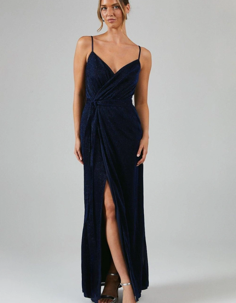 by Coast Wrap Front Glitter Jersey Bridesmaid Dress