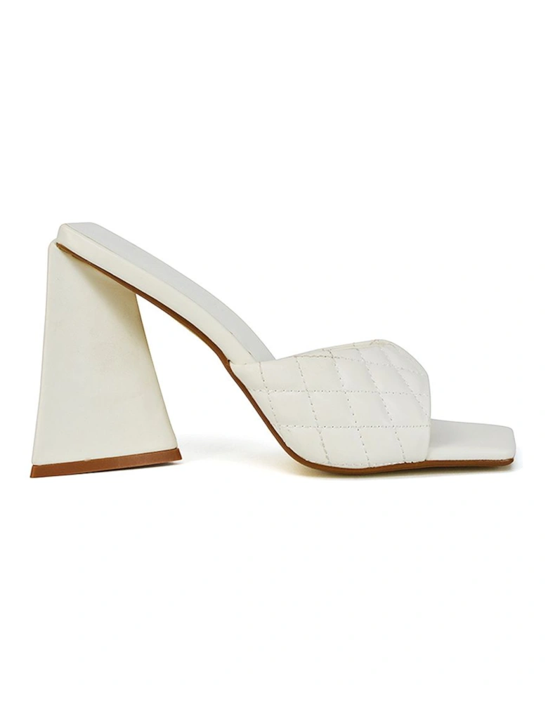 'Maylin' Quilted Square Toe Sculptured Flared High Heels