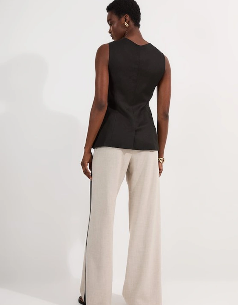 Tailored Marl Pu Tipped Wide Leg Trouser