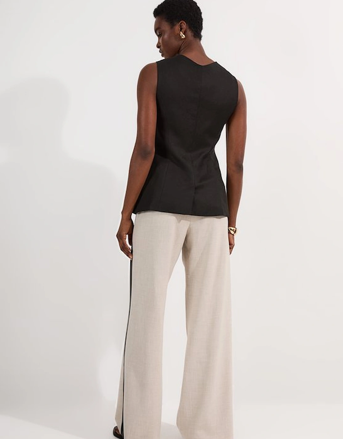 Tailored Marl Pu Tipped Wide Leg Trouser