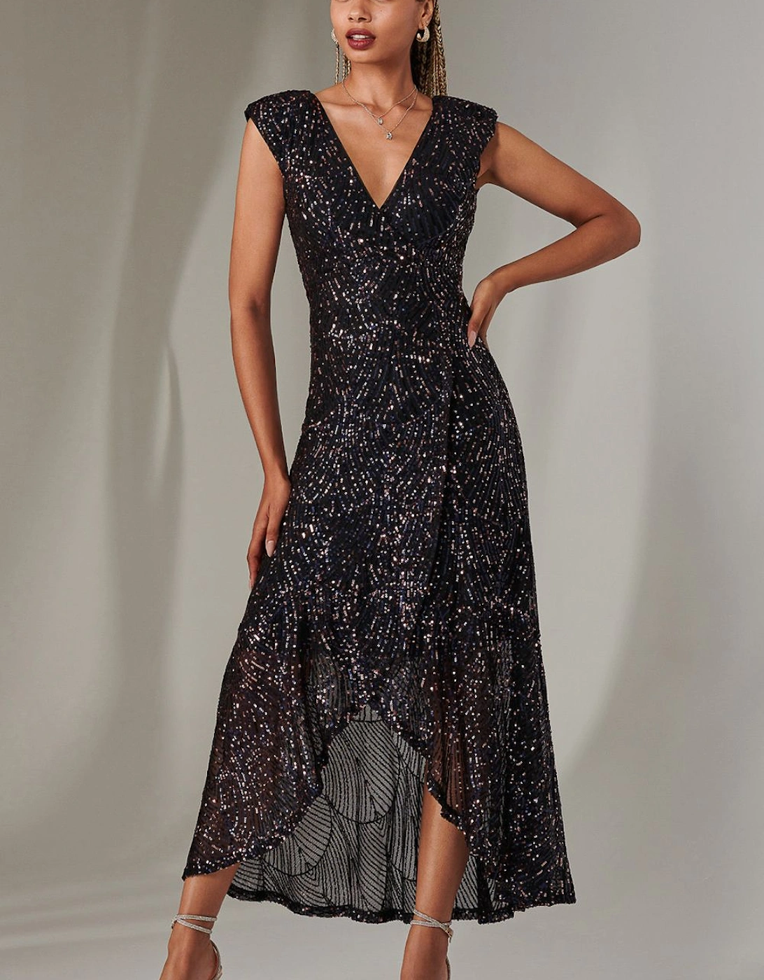 Sequin Ruffle Hem Maxi Dress, 2 of 1