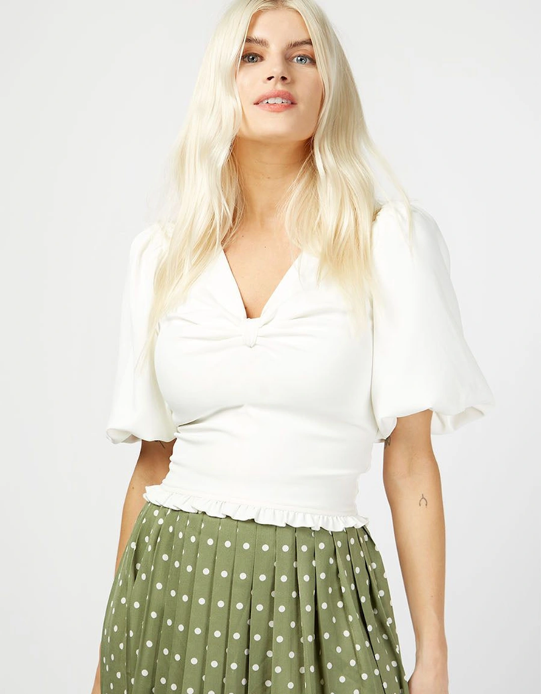 Cream Tie Back Crop Top, 2 of 1