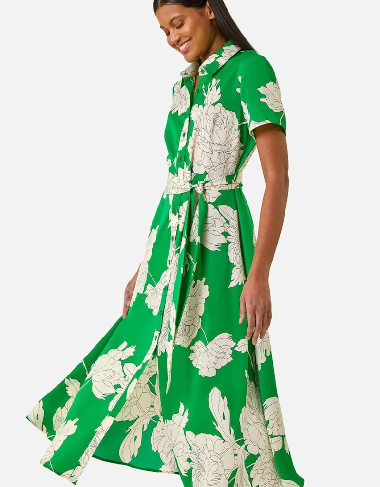 Shadow Floral Print Shirt Dress