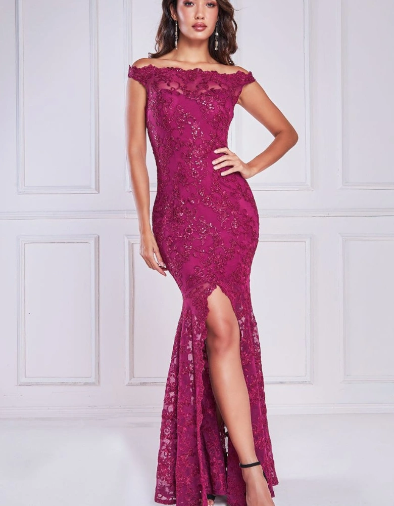 Lace Scallop Edge Mermaid Maxi Dress