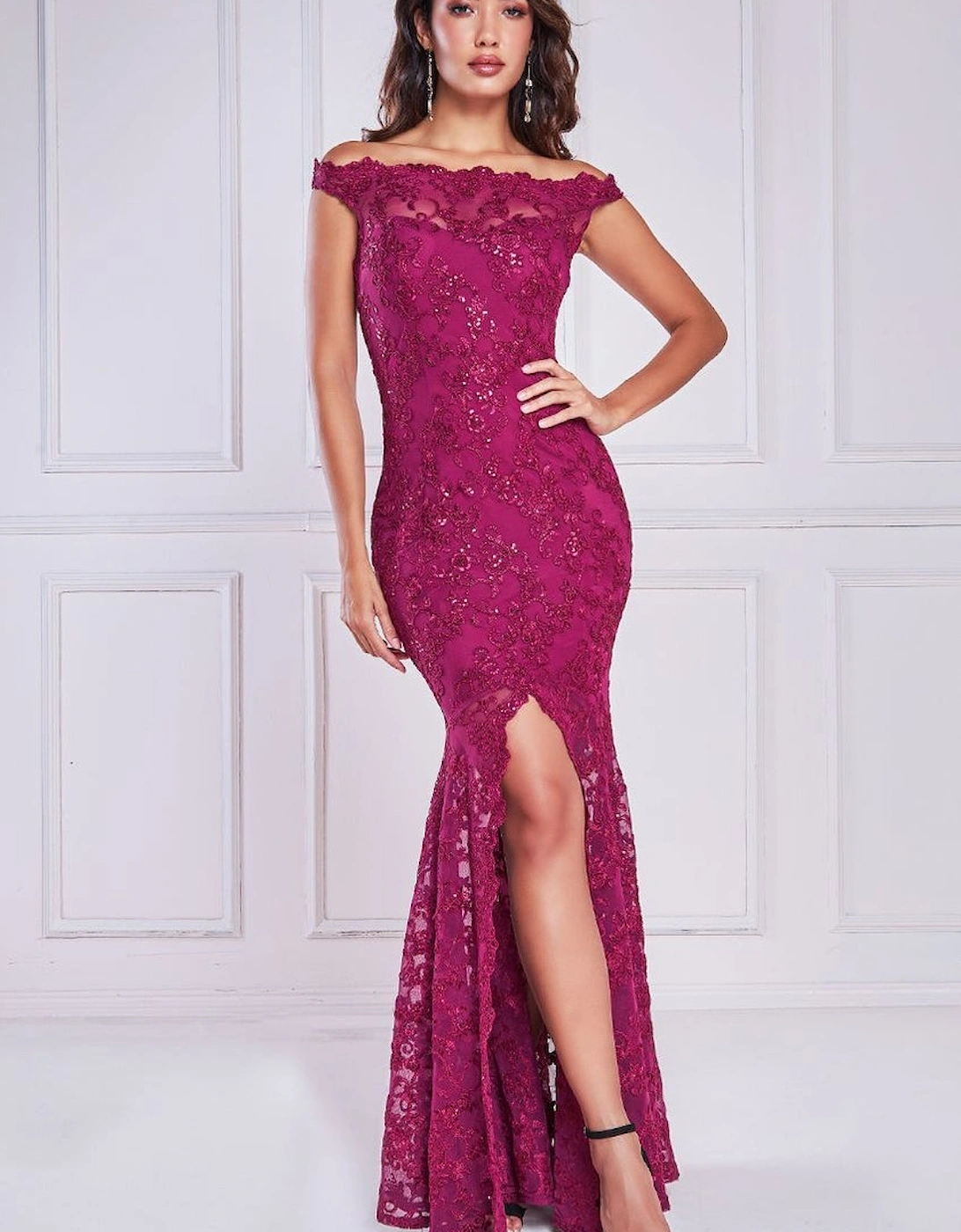 Lace Scallop Edge Mermaid Maxi Dress, 2 of 1