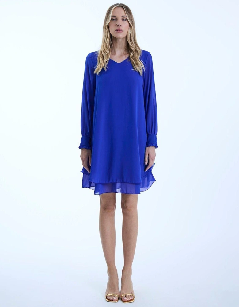 Long Sleeve Royal Wave Hem Dress