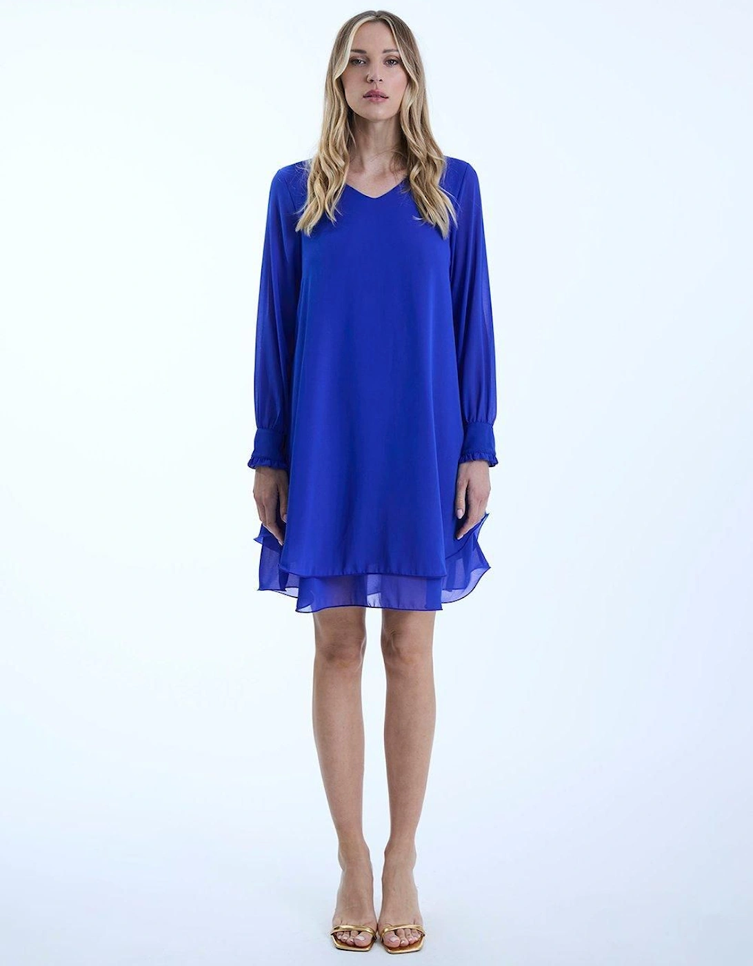 Long Sleeve Royal Wave Hem Dress, 2 of 1