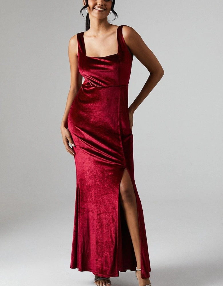 by Coast Square Neck Velvet Bridesmaid Maxi Dress