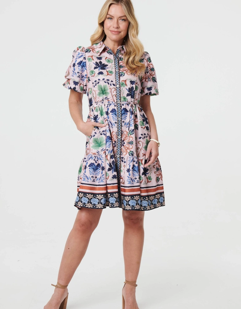 Printed Tie-Up Waist Knee Length Dress