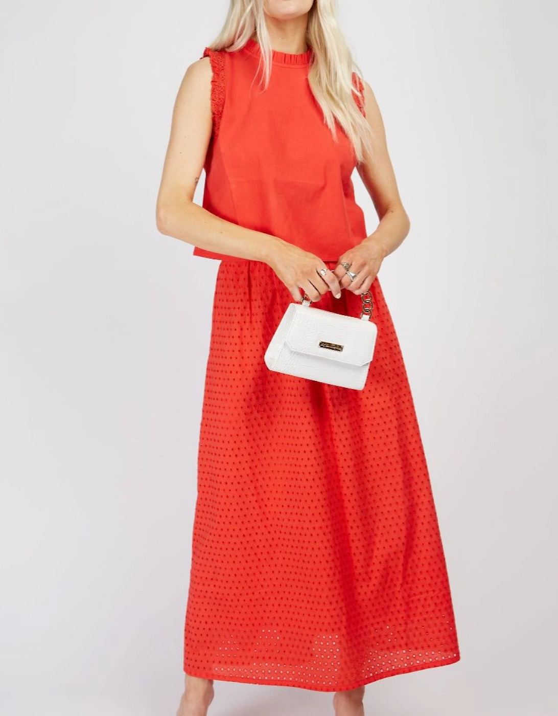 Red Lace Trim Crop Top, 2 of 1