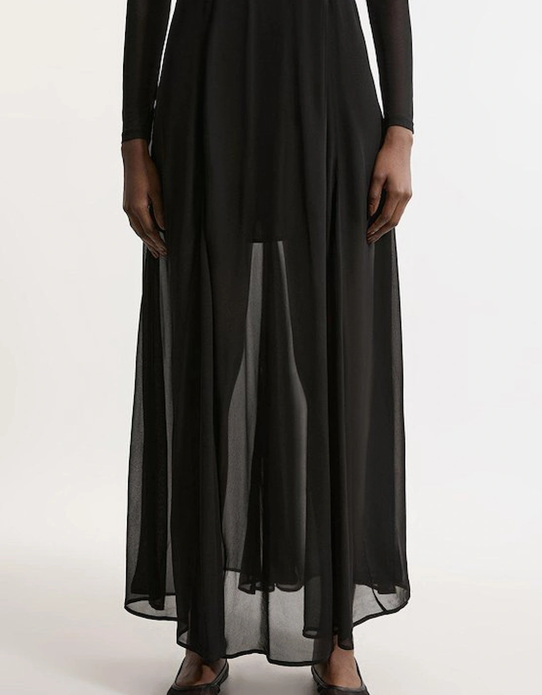 Sheer Viscose Georgette Woven Maxi Skirt