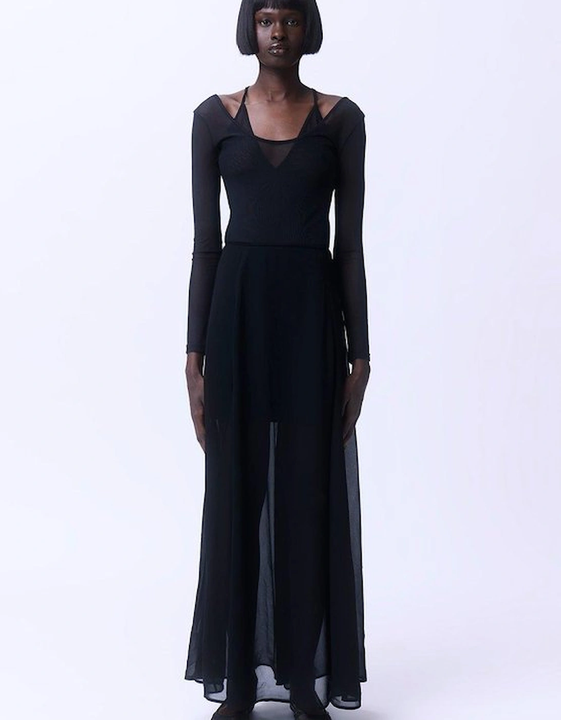 Sheer Viscose Georgette Woven Maxi Skirt, 5 of 4