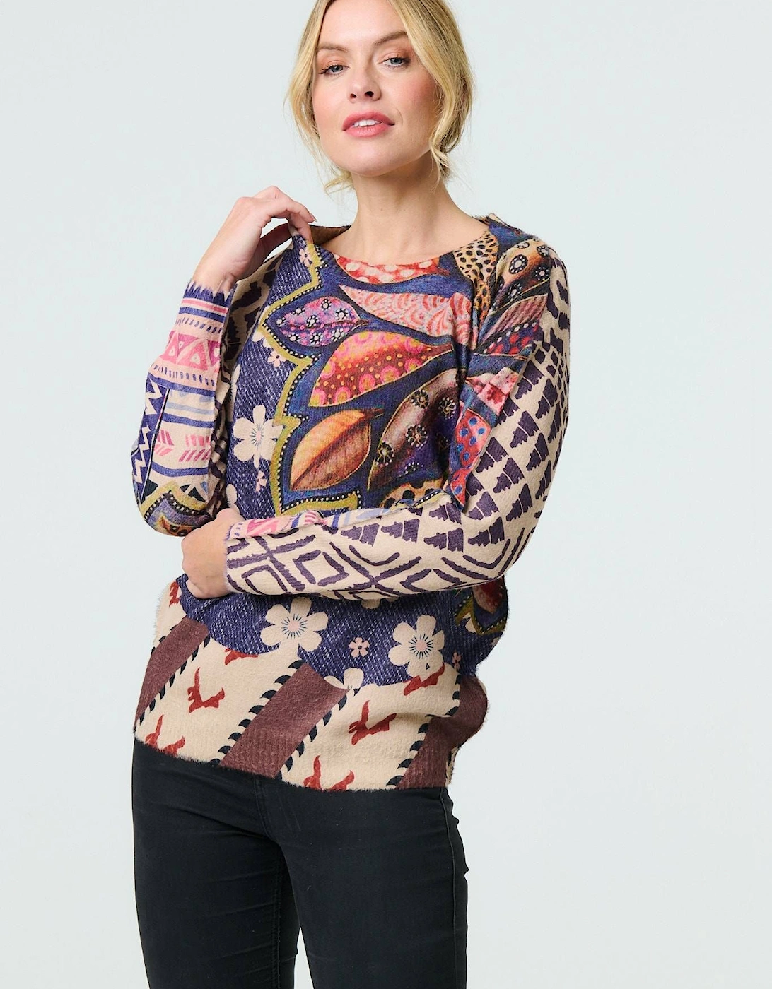 Leaf Print Drop Shoulder Jumper, 2 of 1