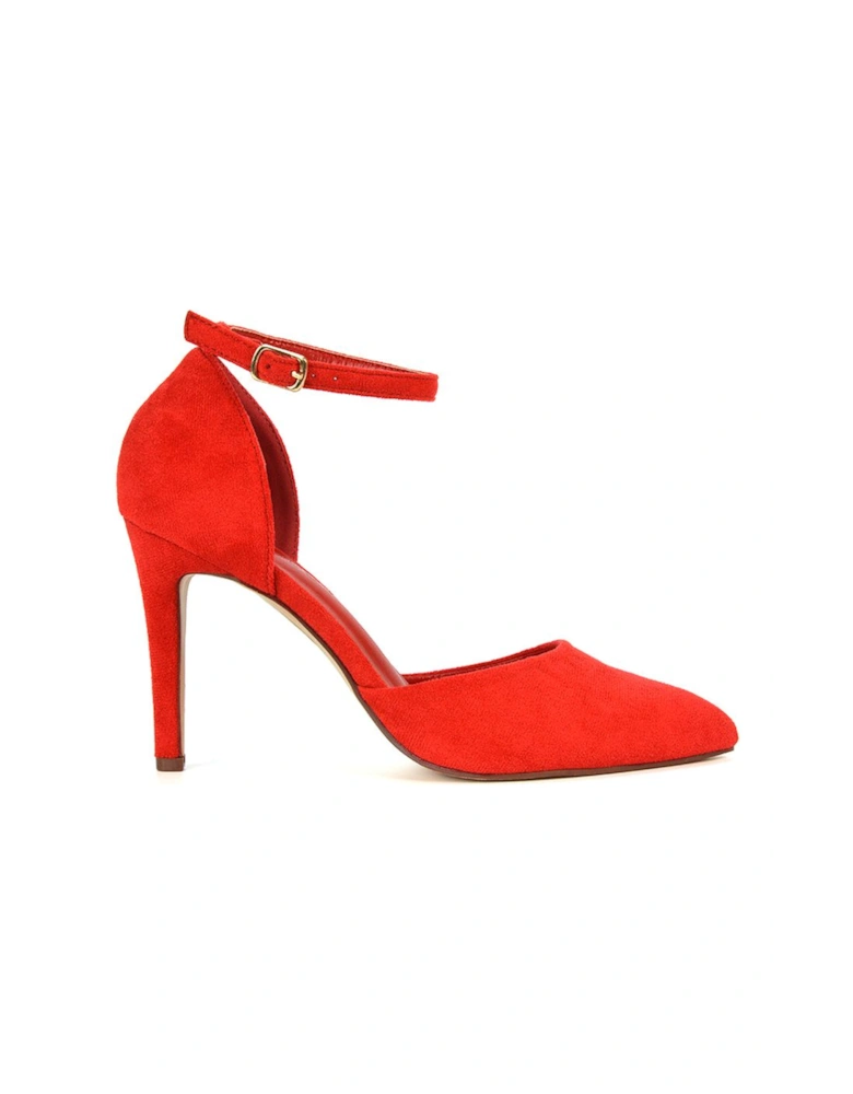 'Claire' D'Orsay Point Toe Ankle Strap Stiletto Heel Court Shoes