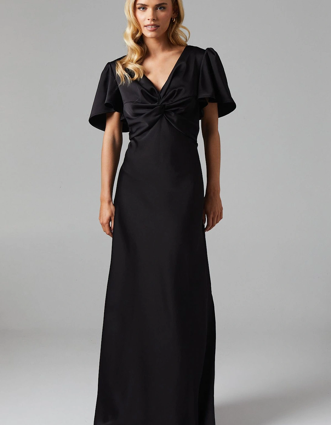 Petite Twist Front Angel Sleeve Maxi Bridesmaid Dress, 2 of 1