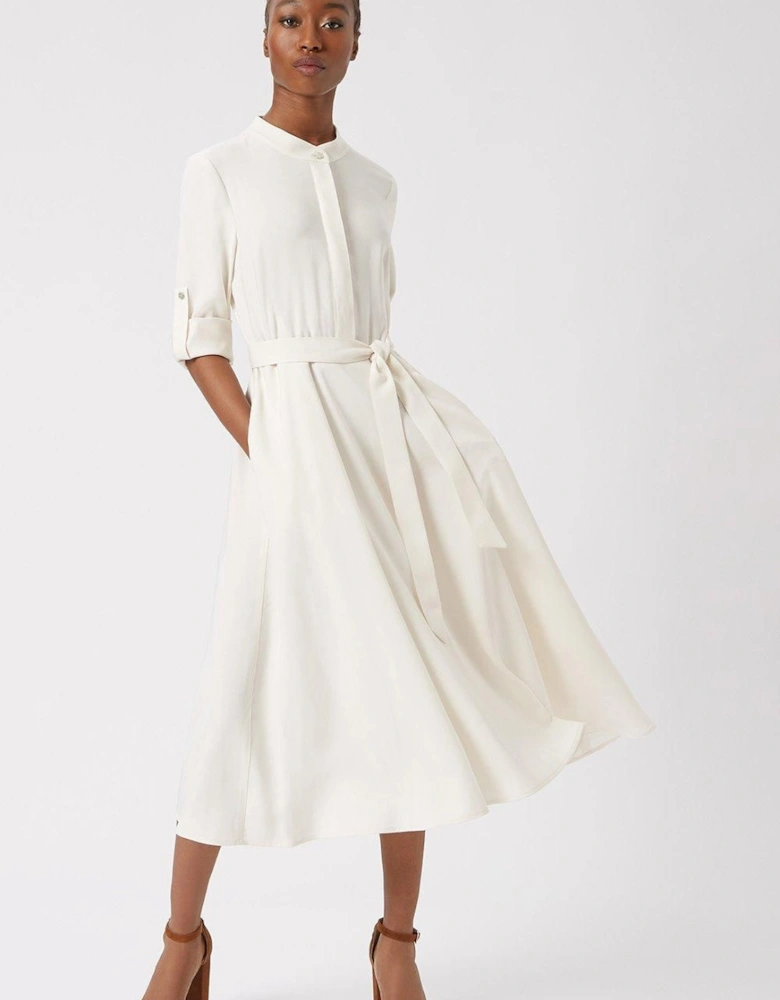 Roll Sleeve Midi Dress Cream