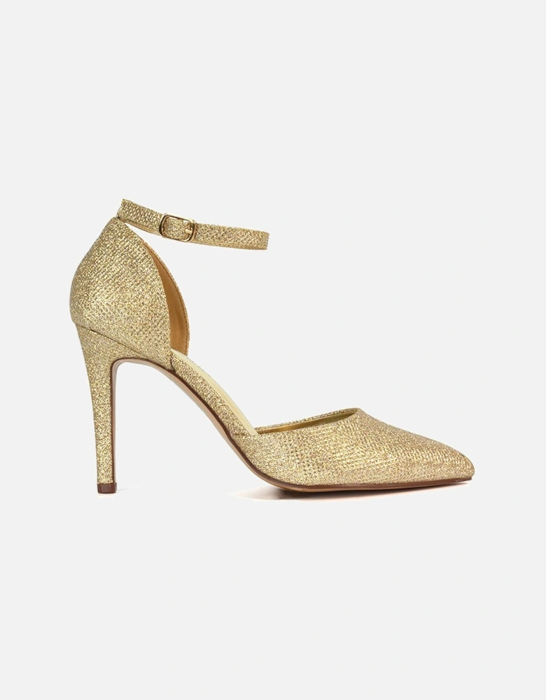 'Claire' D'Orsay Point Toe Ankle Strap Stiletto Heel Court Shoes