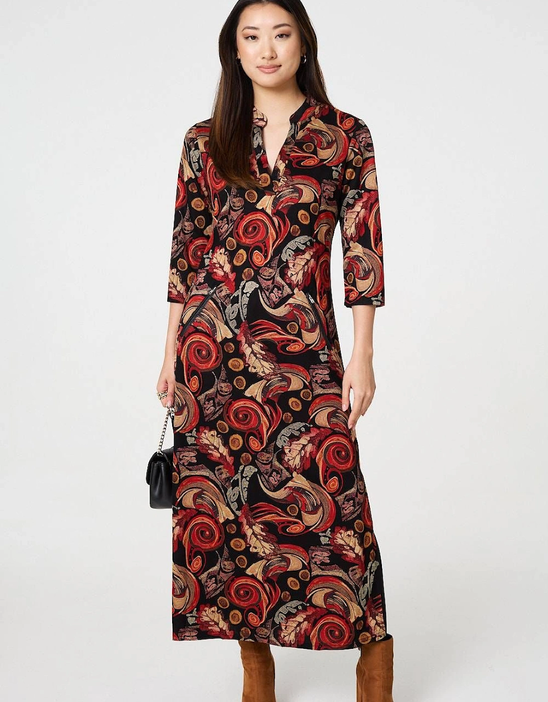 Abstract 3/4 Sleeve Maxi Shift Dress, 2 of 1