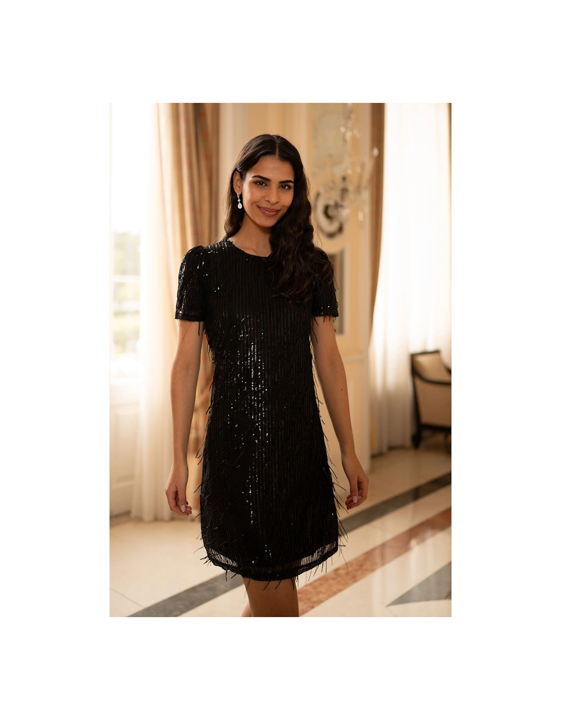 Black Dripping Sequin Tunic Dress, 2 of 1