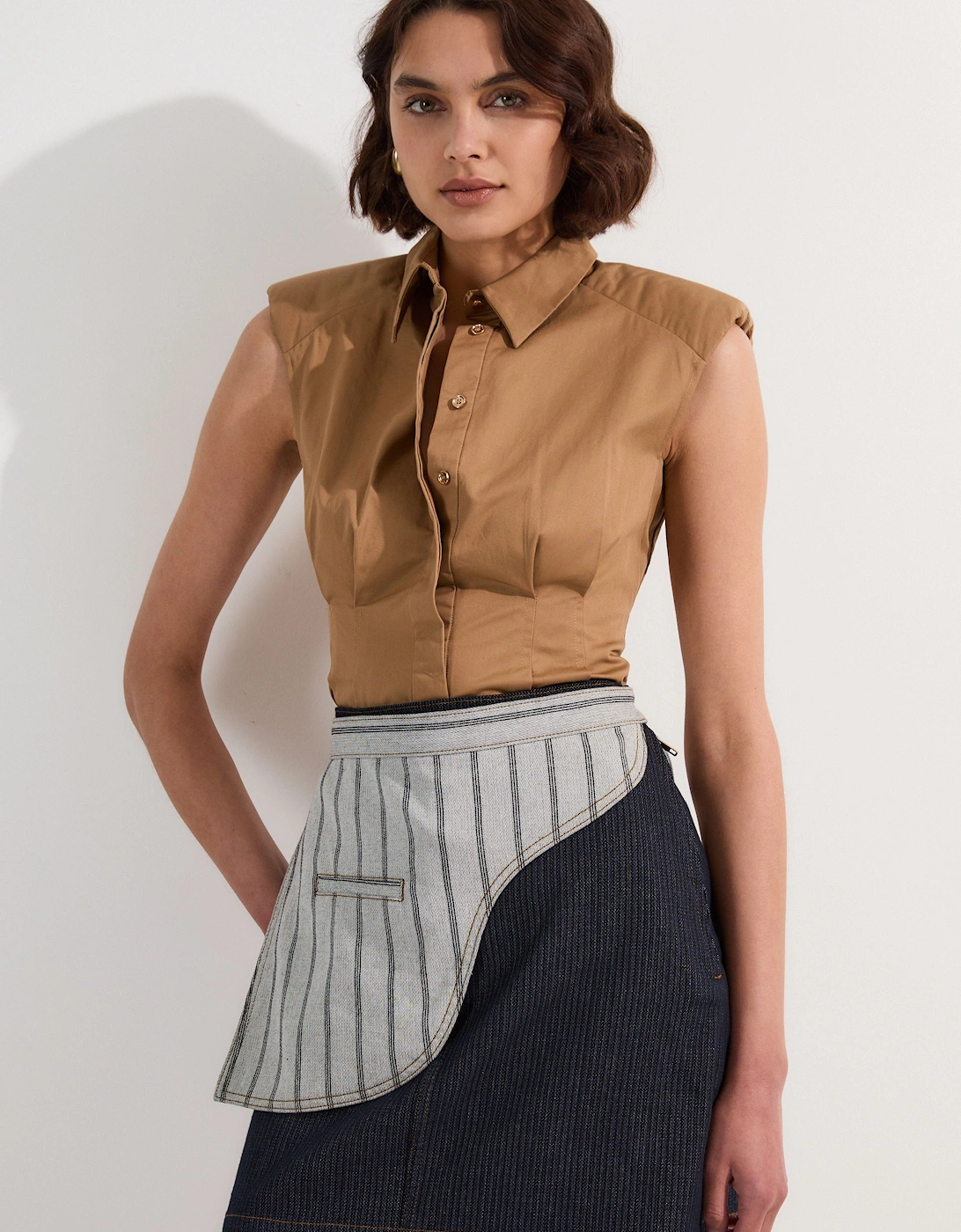 Stripe Denim Belt Detail Mini Skirt, 2 of 1