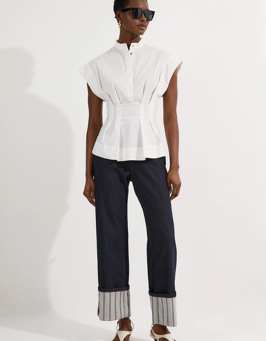 Stripe Denim Turn Up Straight Leg Jean, 2 of 1