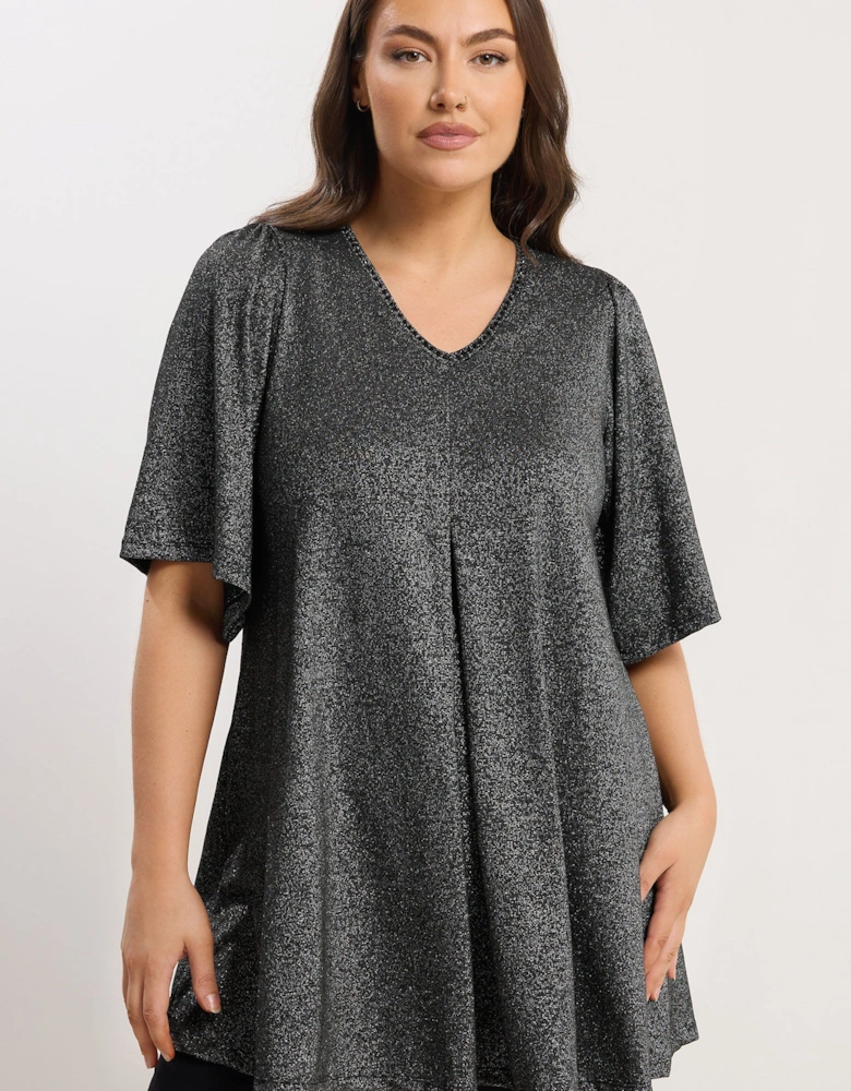 Pleated Metallic Top