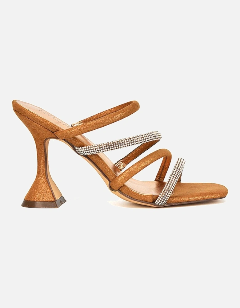 'Posie' Diamante Strappy Square Toe Sculptured High Heel Sandals