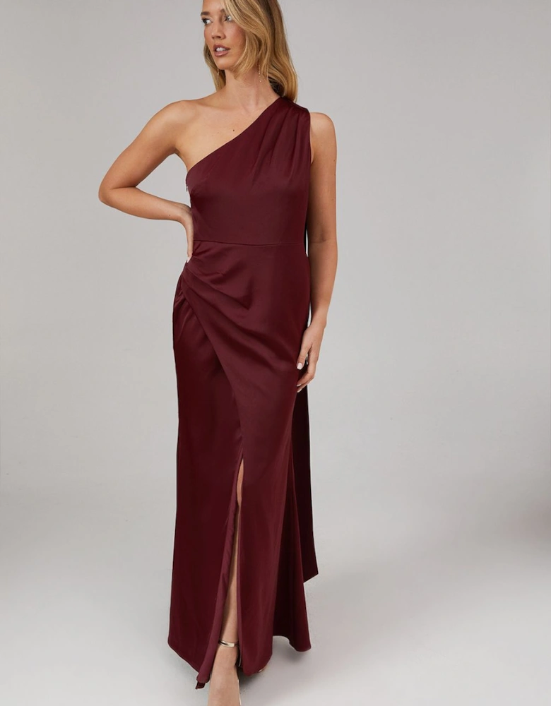 by Coast One Shoulder Tie Neck Detail Satin Bridesmaid Dress