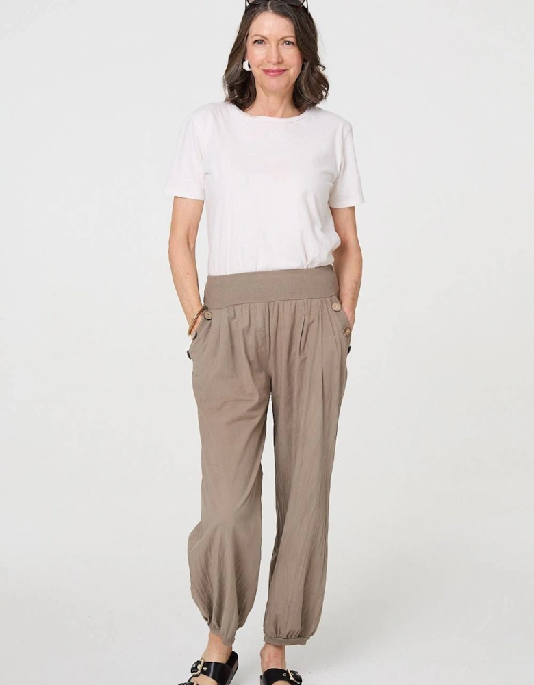 Elasticated High Waist Loose Trousers