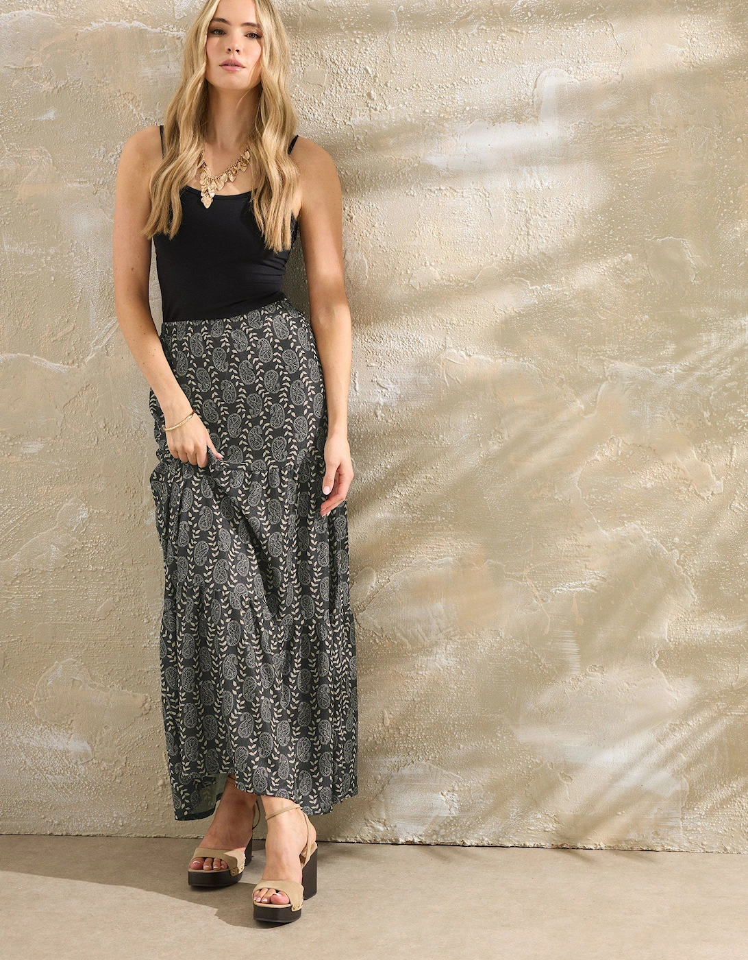 Tall Geometric Tiered Maxi Skirt, 2 of 1