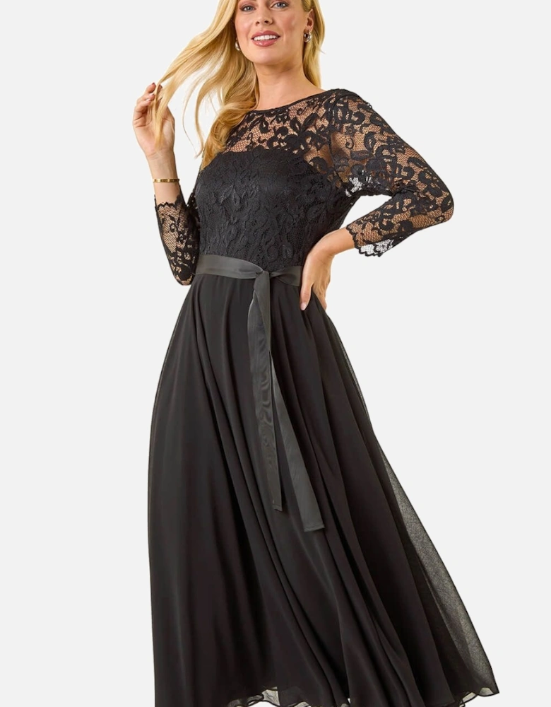 Petite Lace Contrast Bodice Dress