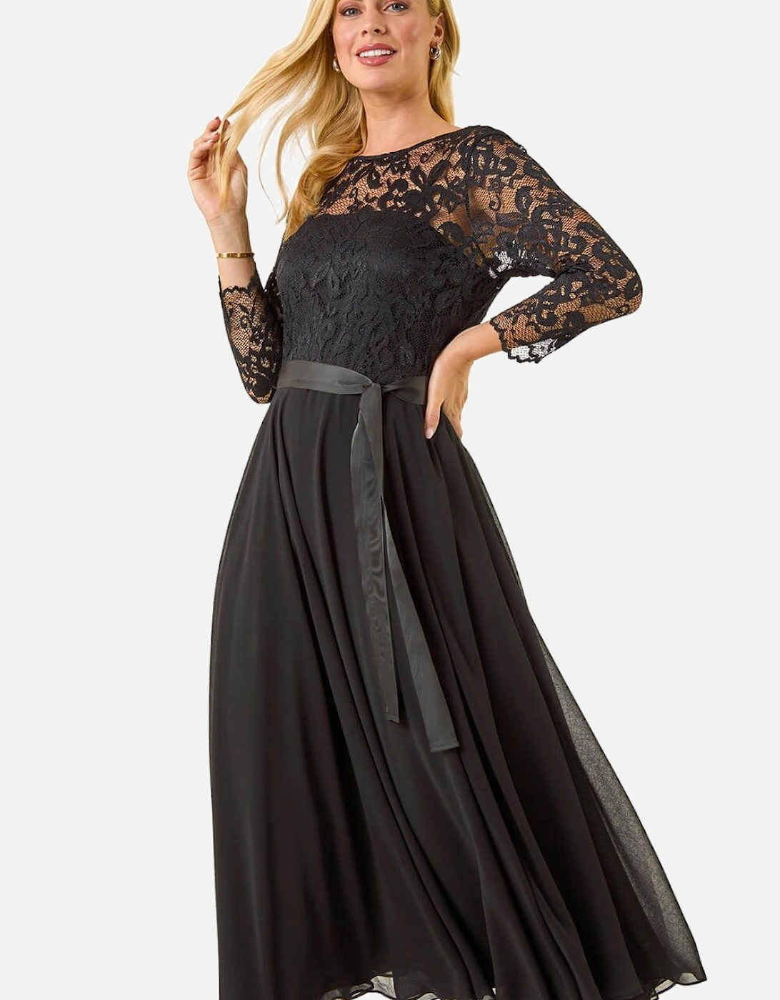Petite Lace Contrast Bodice Dress, 2 of 1